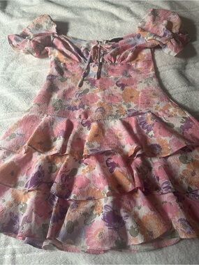 City Studio Pink Floral Ruffle Tiered Dress